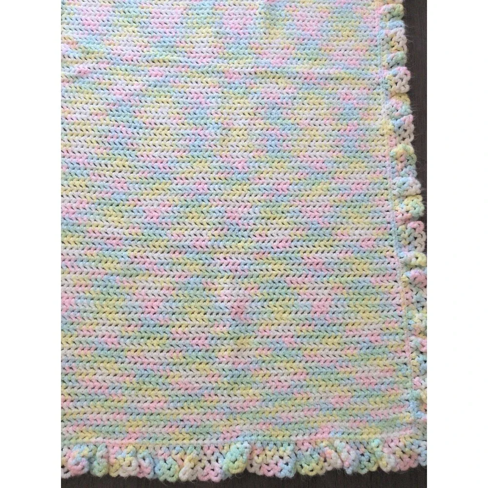 Oversized Chunky Chenille Toddler Blanket–Pastel Variegated Knit Throw